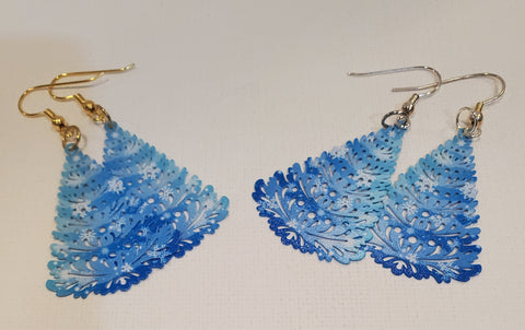 Gold / Blue Tree Earrings