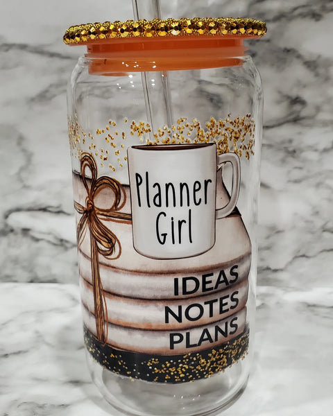 Glass/ Planner Girl w/ Bling Lid