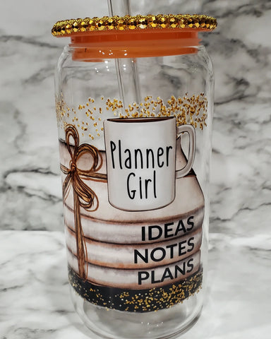 Glass/ Planner Girl w/ Bling Lid