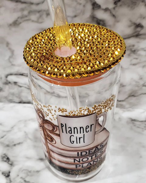 Glass/ Planner Girl w/ Bling Lid