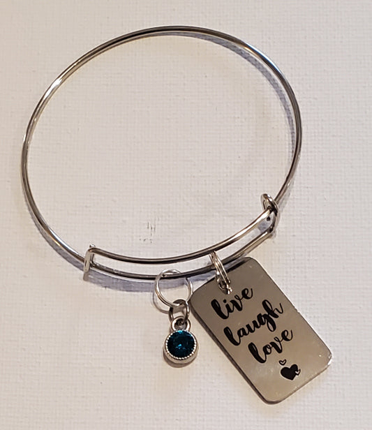 Silver / Live, Laugh, Love w/ Turquoise Charm